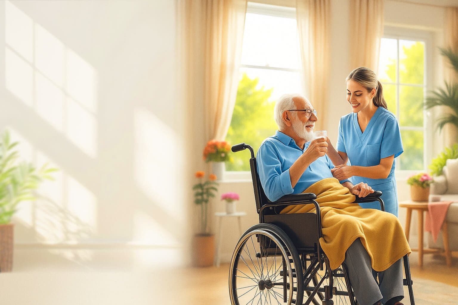 Carers spending time with a client at home